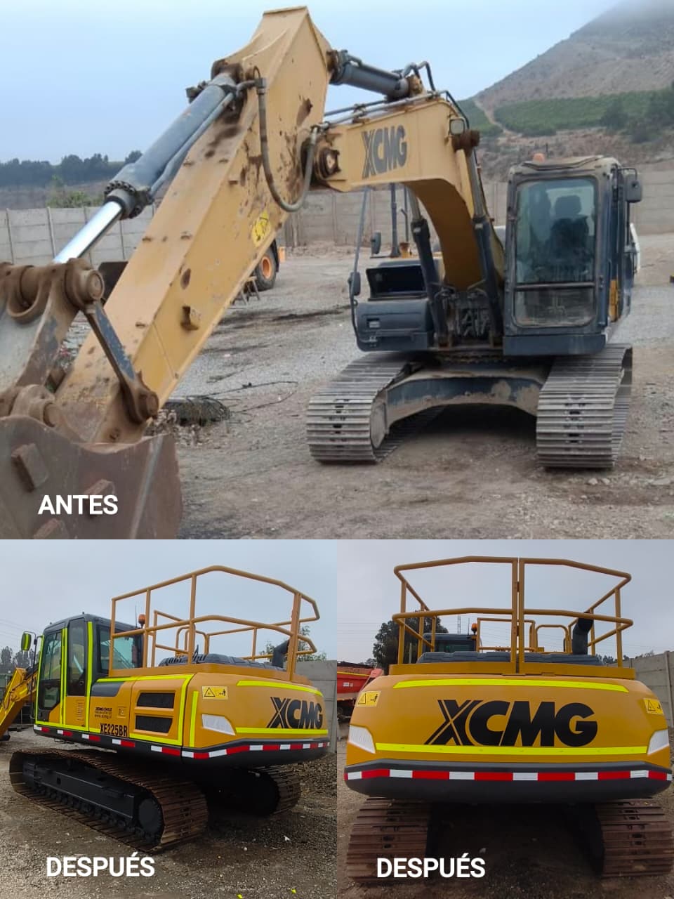escavadora maquinaria pesada limpieza de oxido fabricaion de piezas puertas metalicas.