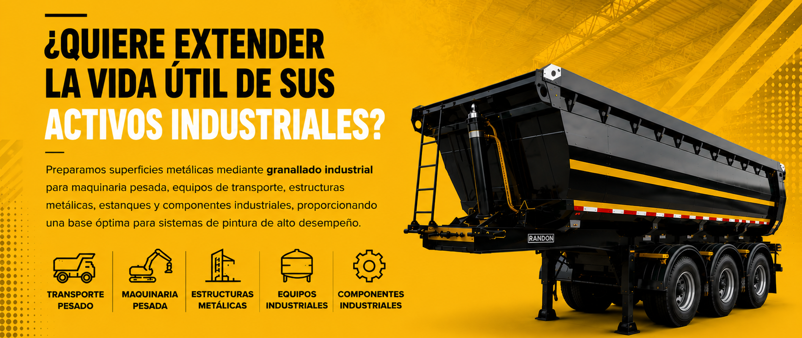 Banner de llamado a la acción de ADE Industrial para solicitar cotización de granallado industrial en maquinaria pesada, transporte, estructuras metálicas y equipos industriales.